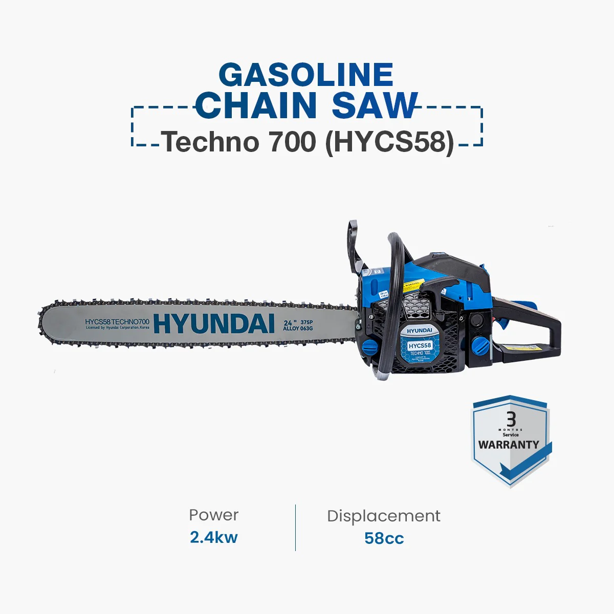 Hyundai Gasoline Chain Saw Techno 700 (HYC558) Hyundai Gasoline Chain Saw Techno 700 (HYC558) - Image 1